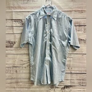 Brooks Brothers 100% Cotton Button Down Shirt‎ Blue Short Sleeve Men's Size M